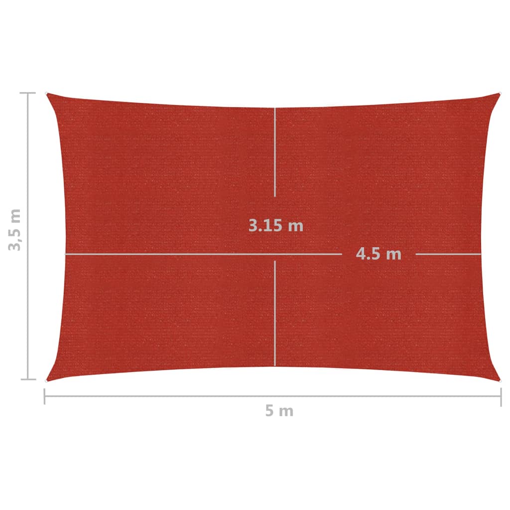 Pânză parasolar, roșu, 3,5x5 m, HDPE, 160 g/m²