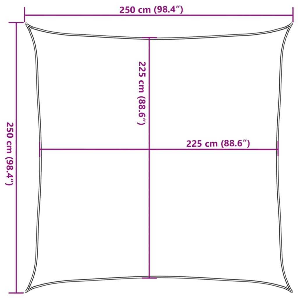 Pânză parasolar, portocaliu, 2,5x2,5 m, HDPE, 160 g/m²