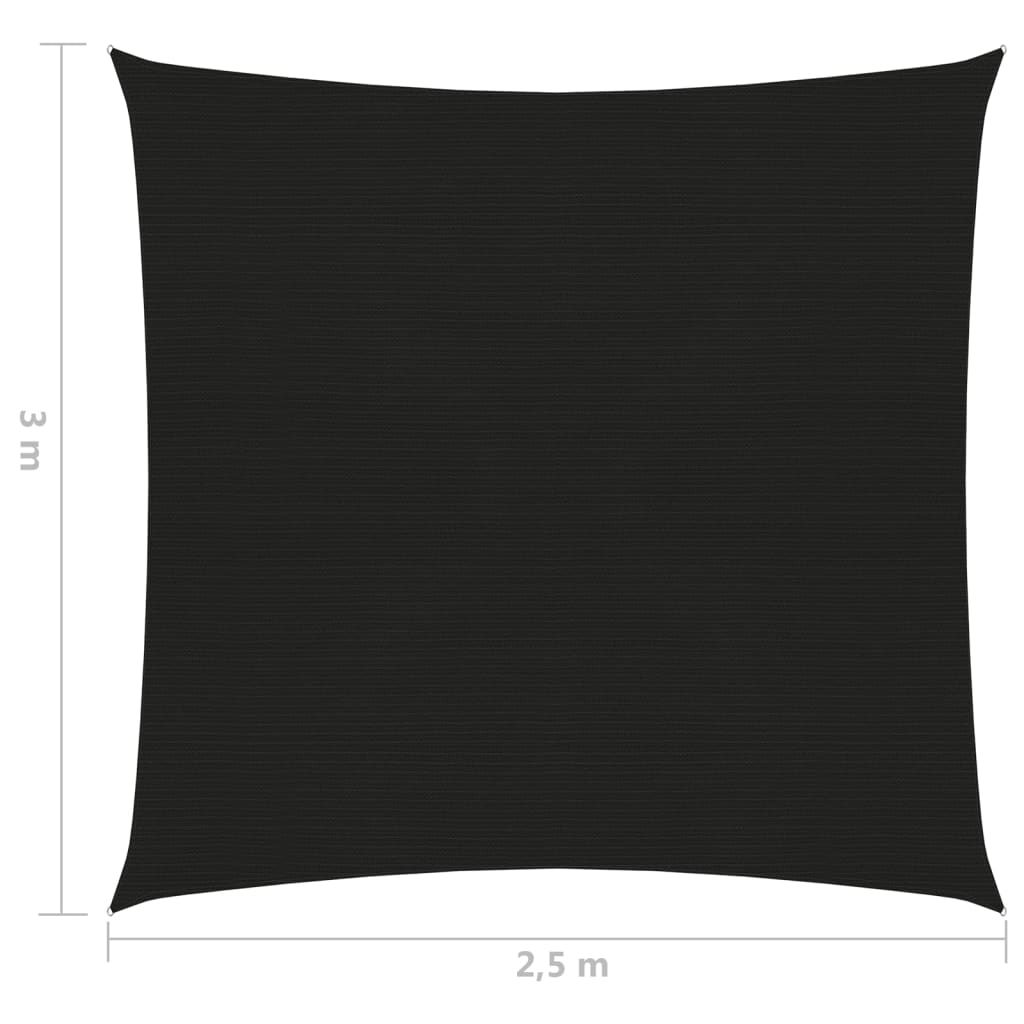 Pânză parasolar, negru, 2,5 x 3 m, HDPE, 160 g/m²