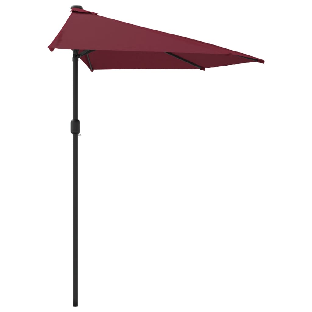 Umbrelă de balcon tijă aluminiu bordo 270x144x222 cm semirotund