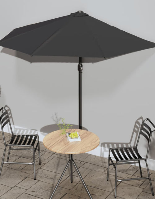 Загрузите изображение в средство просмотра галереи, Umbrelă de balcon tijă aluminiu negru 270x144x222cm semicerc
