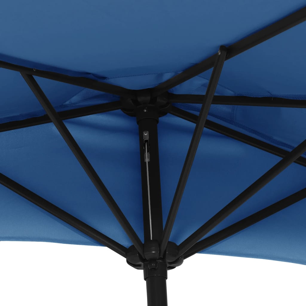 Umbrelă balcon tijă aluminiu albastru 270x144x222cm, semirotund