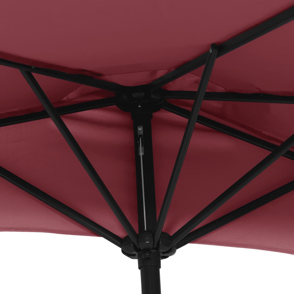Umbrelă de balcon, tijă aluminiu bordo 300x155x223cm semirotund