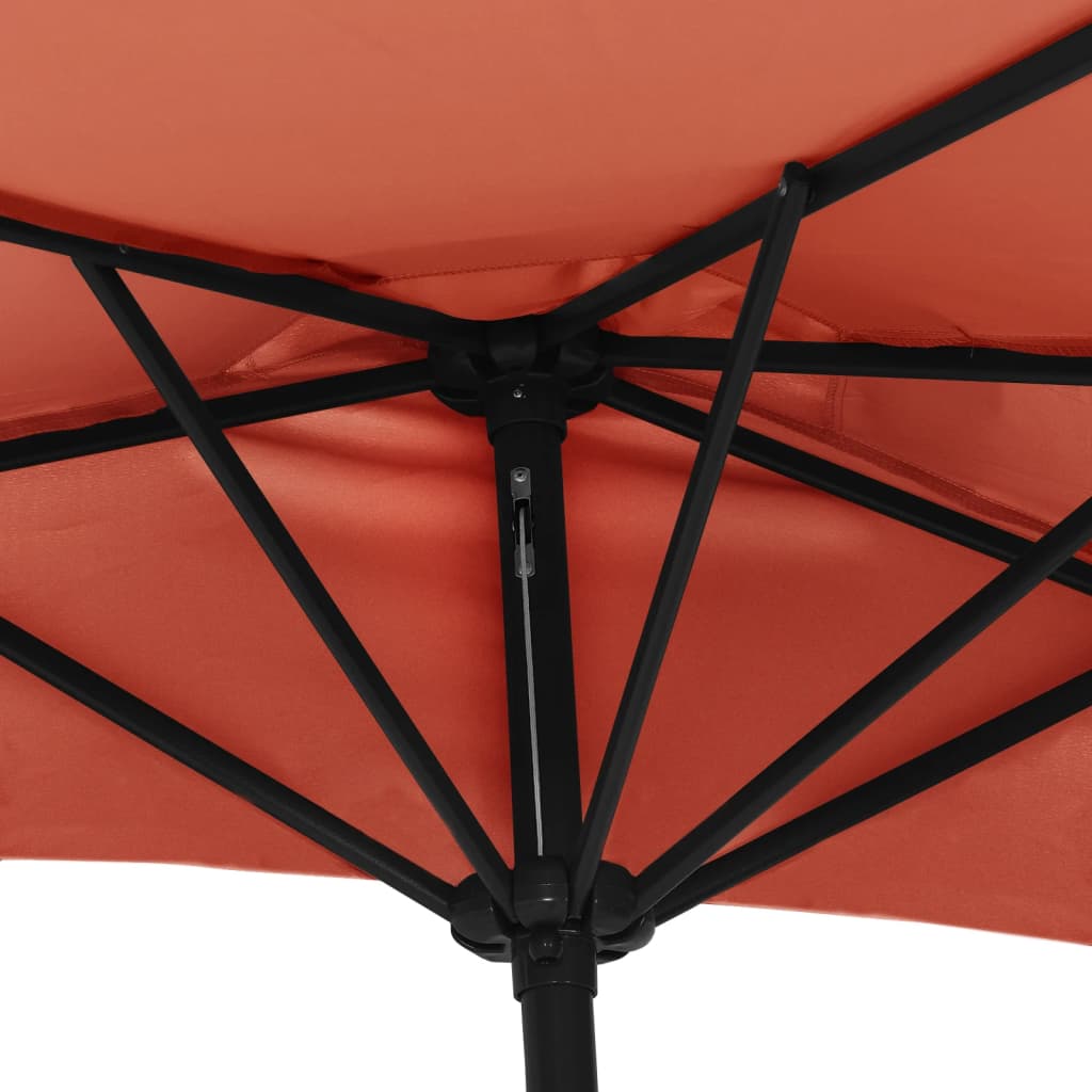 Umbrelă balcon tijă aluminiu cărămiziu 300x155x223cm semirotund