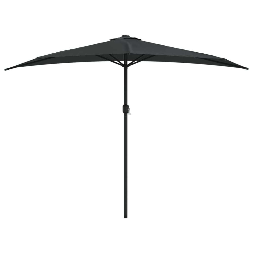 Umbrelă de balcon tijă aluminiu negru 300x155x223cm semirotund