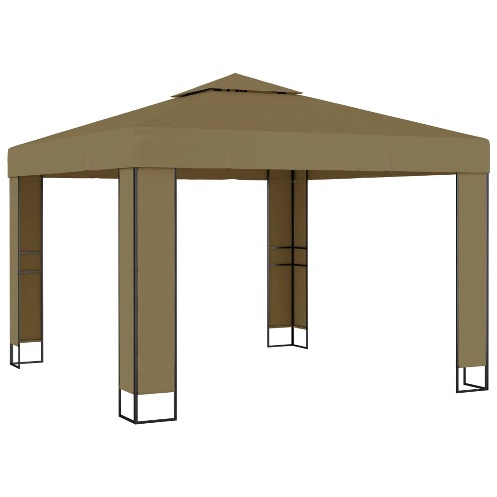 Pavilion cu acoperiș dublu, gri taupe, 3 x 3 x 2,7 m, 180 g/m²