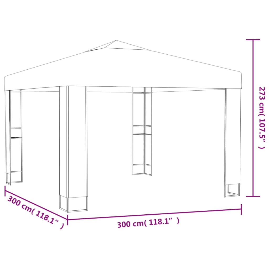 Pavilion cu acoperiș dublu, gri taupe, 3 x 3 x 2,7 m, 180 g/m²