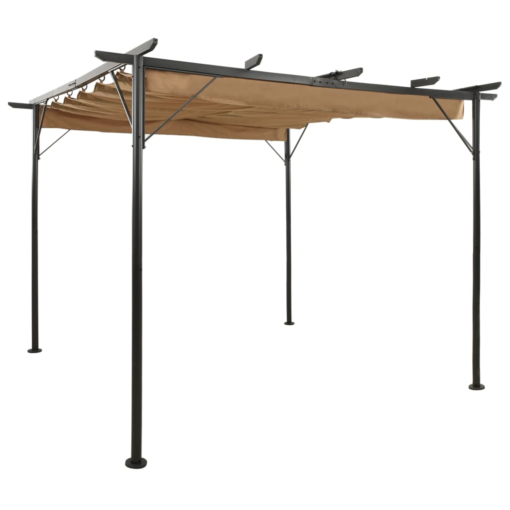 Pergolă cu acoperiș retractabil gri taupe 3x3 m oțel 180 g/m² - Lando