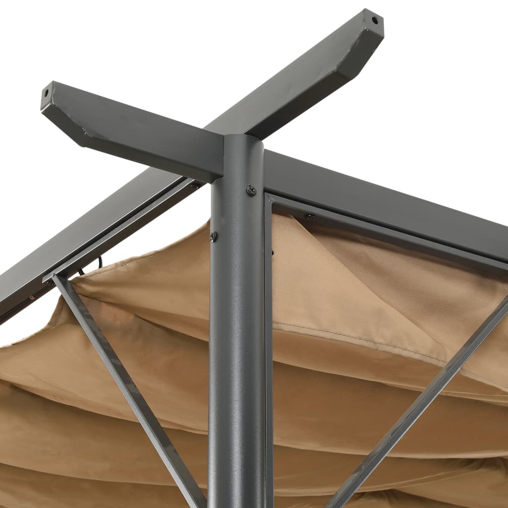 Pergolă cu acoperiș retractabil gri taupe 3x3 m oțel 180 g/m² - Lando