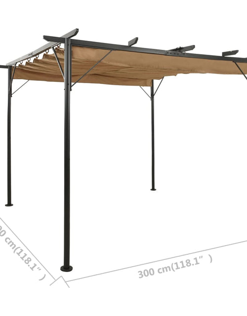 Încărcați imaginea în vizualizatorul Galerie, Pergolă cu acoperiș retractabil gri taupe 3x3 m oțel 180 g/m² - Lando
