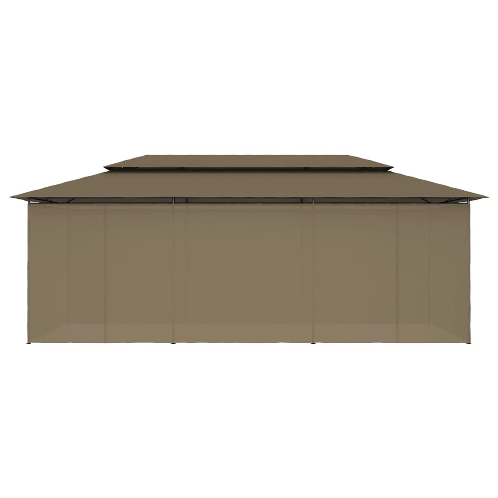 Pavilion cu perdele, gri taupe, 600 x 298 x 270 cm, 180 g/m²