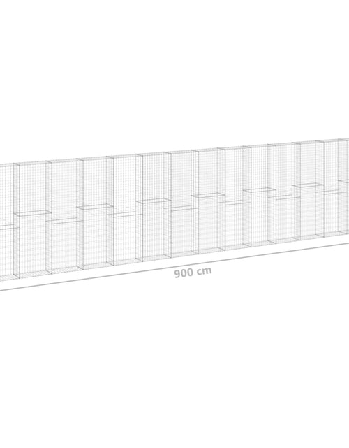 Загрузите изображение в средство просмотра галереи, Perete gabion cu capace, 900 x 30 x 200 cm, oțel galvanizat
