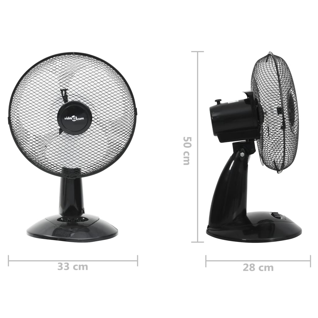 Ventilator de masă cu 3 viteze, negru, 30 cm, 40 W