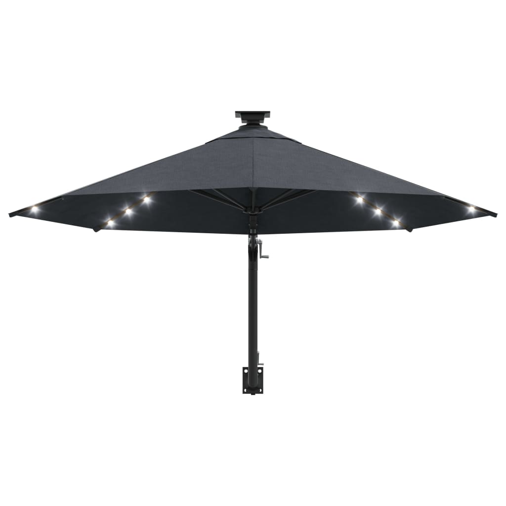 Umbrelă soare montaj pe perete LED stâlp metal antracit 300 cm