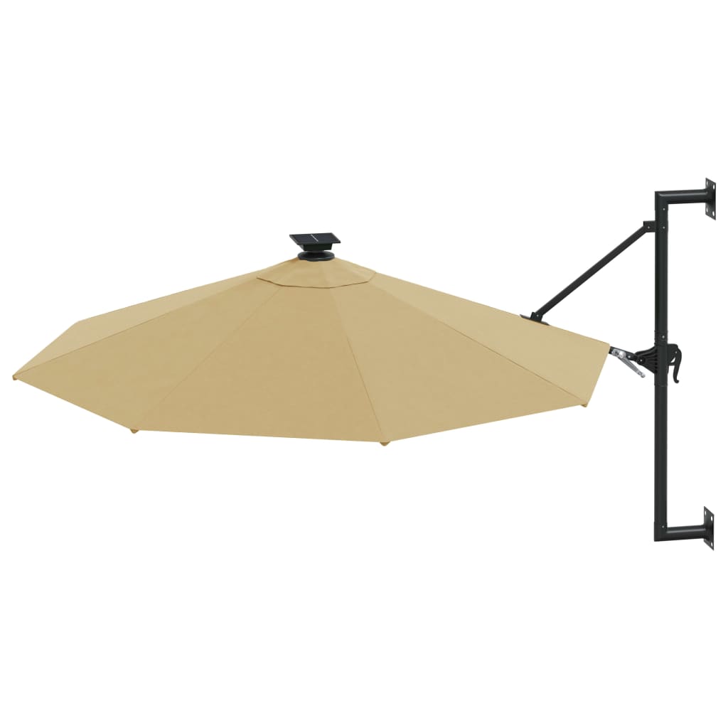 Umbrelă soare LED montaj pe perete stâlp metal gri taupe 300cm