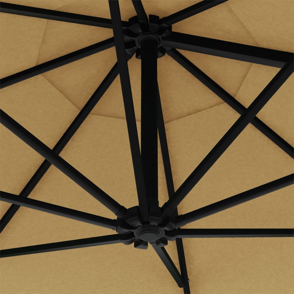 Umbrelă soare LED montaj pe perete stâlp metal gri taupe 300cm