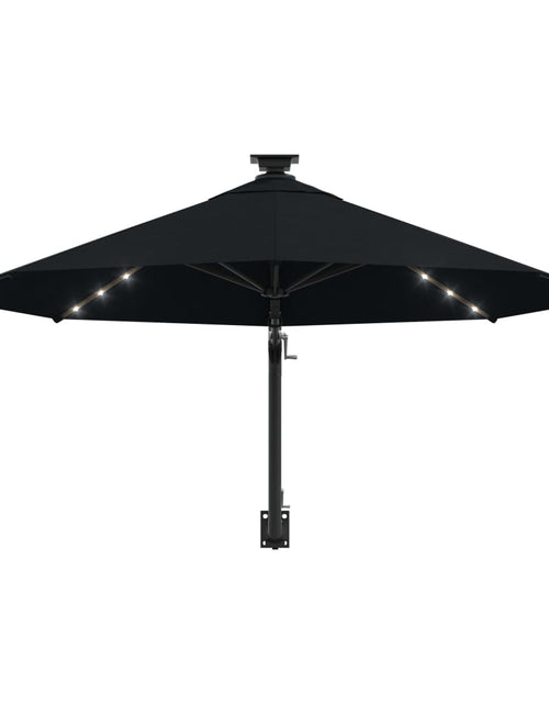 Încărcați imaginea în vizualizatorul Galerie, Umbrelă soare LED montaj pe perete stâlp metal negru 300 cm
