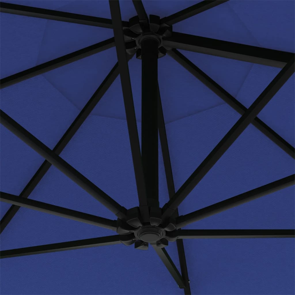 Umbrelă soare LED montaj pe perete stâlp metal albastru 300cm