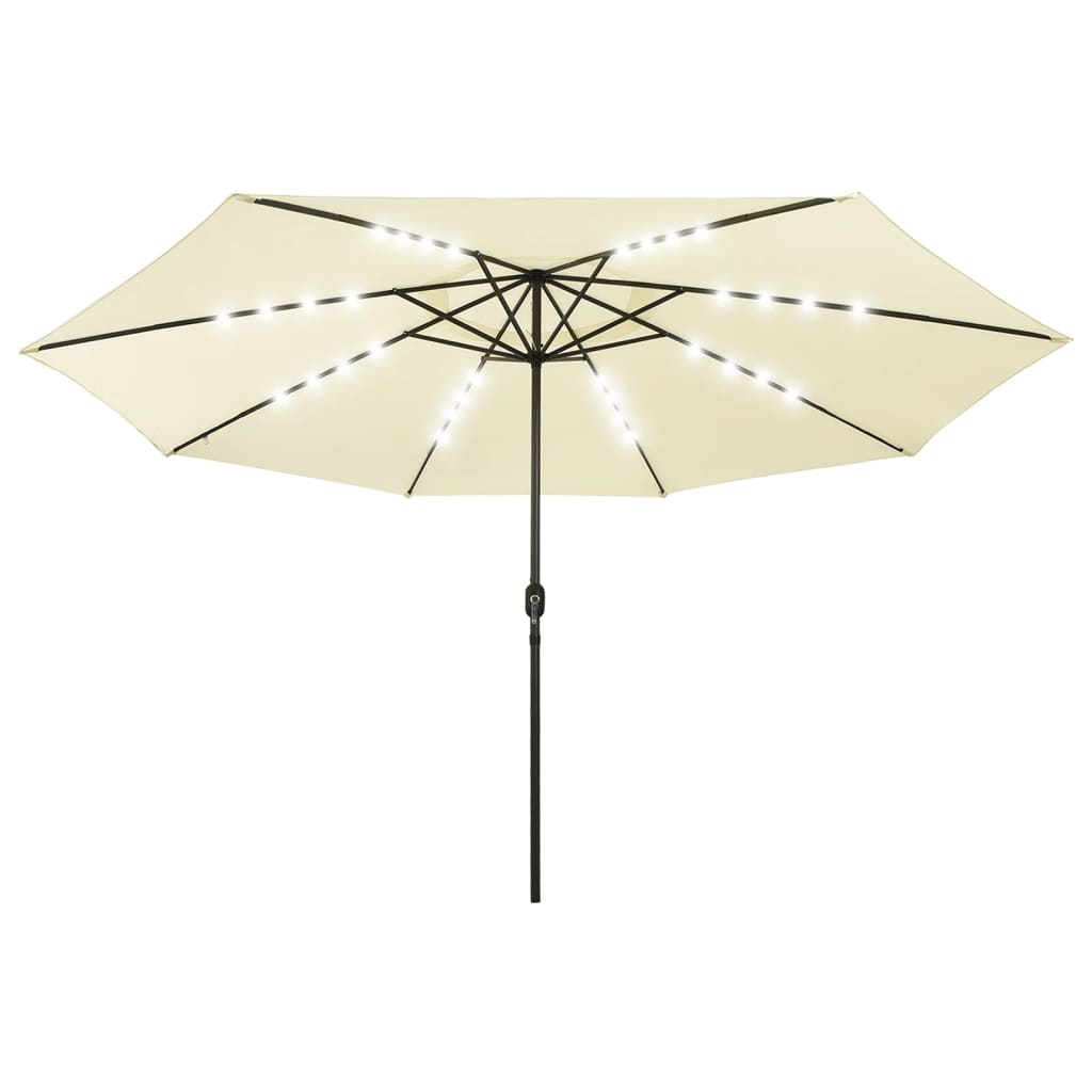 Umbrelă soare de grădină cu LED-uri, nisipiu, 400 cm