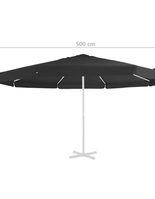 Загрузите изображение в средство просмотра галереи, Pânză de schimb umbrelă de soare de exterior negru 500 cm
