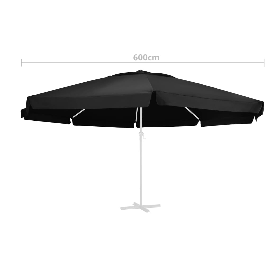Pânză de schimb umbrelă de soare de grădină negru 600 cm