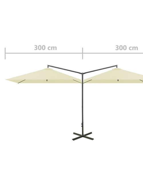 Загрузите изображение в средство просмотра галереи, Umbrelă de soare dublă cu stâlp din oțel, nisipiu, 600x300 cm
