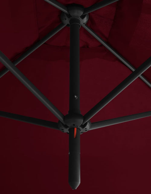 Încărcați imaginea în vizualizatorul Galerie, Umbrelă de soare dublă, stâlp din oțel, roșu bordo, 600x300 cm
