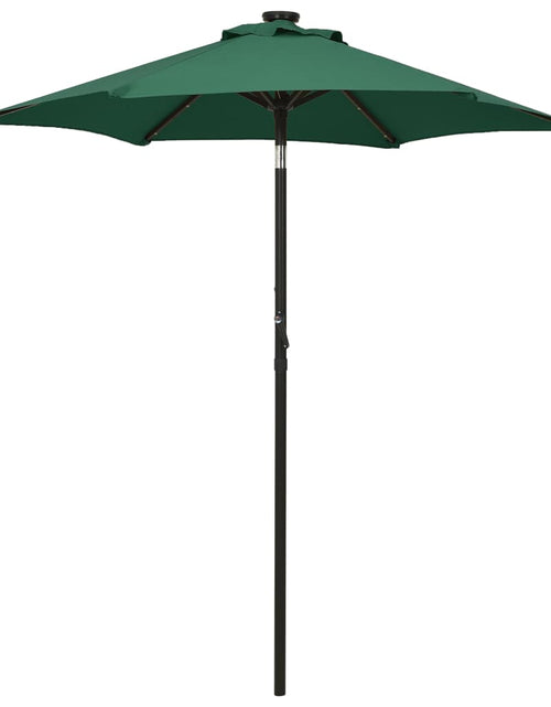 Încărcați imaginea în vizualizatorul Galerie, Umbrelă de soare cu lumini LED, verde, 200x211 cm, aluminiu
