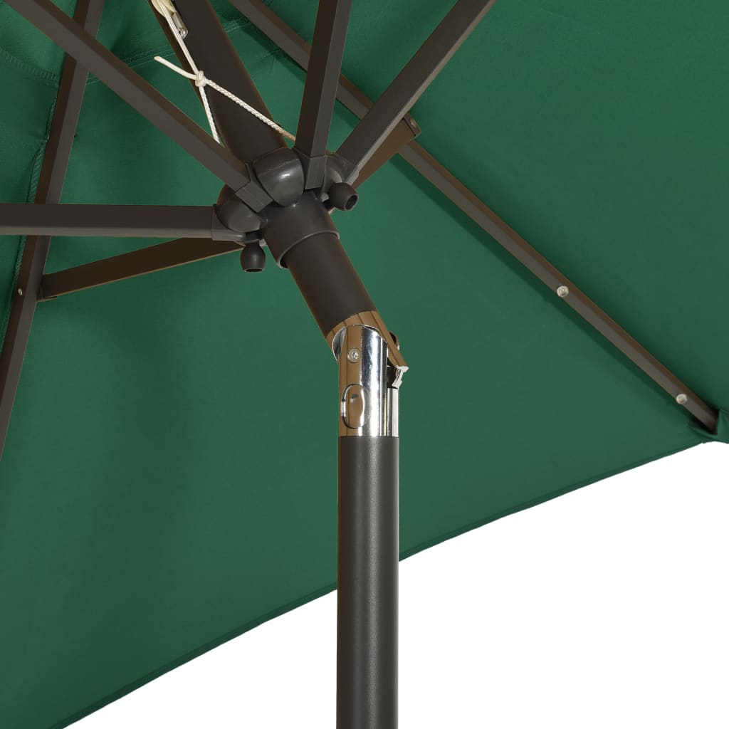 Umbrelă de soare cu lumini LED, verde, 200x211 cm, aluminiu