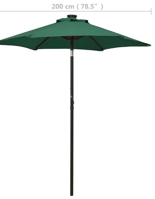 Încărcați imaginea în vizualizatorul Galerie, Umbrelă de soare cu lumini LED, verde, 200x211 cm, aluminiu
