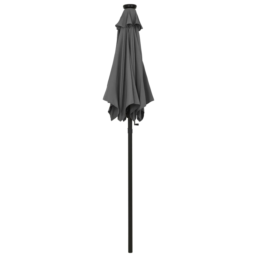 Umbrelă de soare cu lumini LED, antracit, 200x211 cm, aluminiu