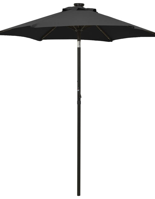 Încărcați imaginea în vizualizatorul Galerie, Umbrelă de soare cu lumini LED, negru, 200x211 cm, aluminiu
