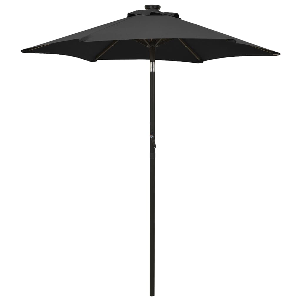 Umbrelă de soare cu lumini LED, negru, 200x211 cm, aluminiu