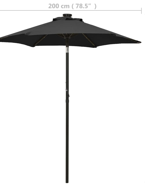 Încărcați imaginea în vizualizatorul Galerie, Umbrelă de soare cu lumini LED, negru, 200x211 cm, aluminiu
