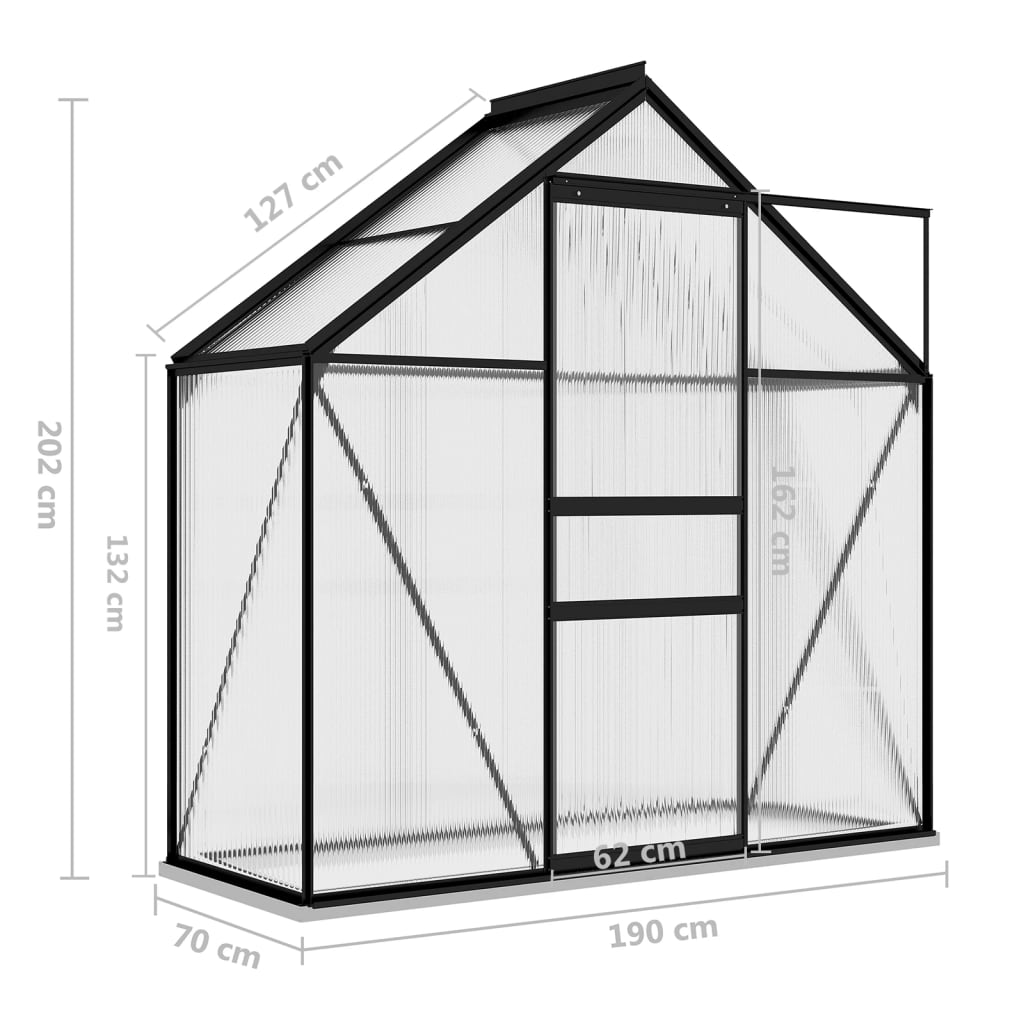 Seră, antracit, 1,33 m², aluminiu