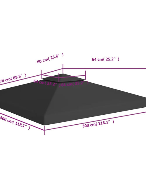 Încărcați imaginea în vizualizatorul Galerie, Acoperiș de pavilion, 2 niveluri, negru, 3x3 m, 310 g/m²
