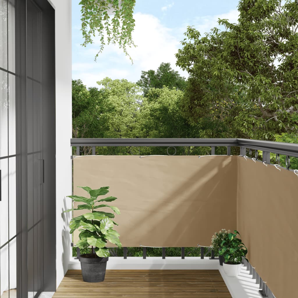 Paravan de balcon, bej, 75x500 cm, țesătură oxford