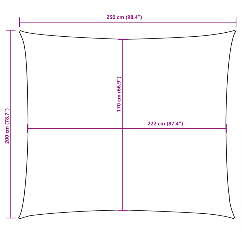 Parasolar, antracit, 2x2,5 m, țesătură oxford, dreptunghiular