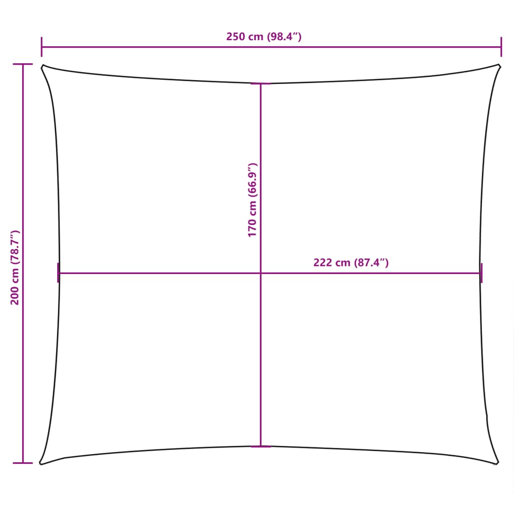 Pânză parasolar, bej, 2x2,5 m, țesătură oxford, dreptunghiular