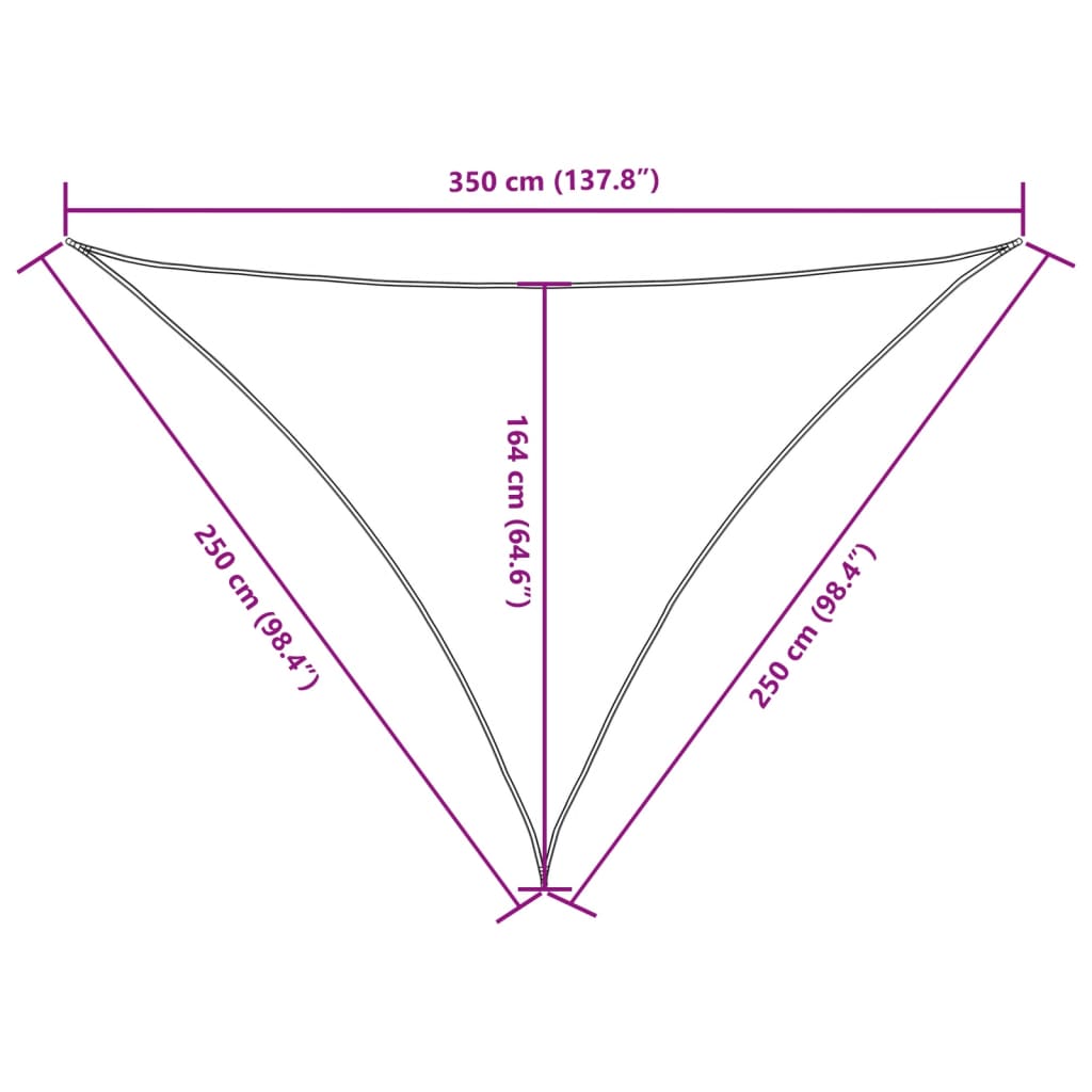 Parasolar, bej, 2,5x2,5x3,5 m, țesătură oxford, triunghiular