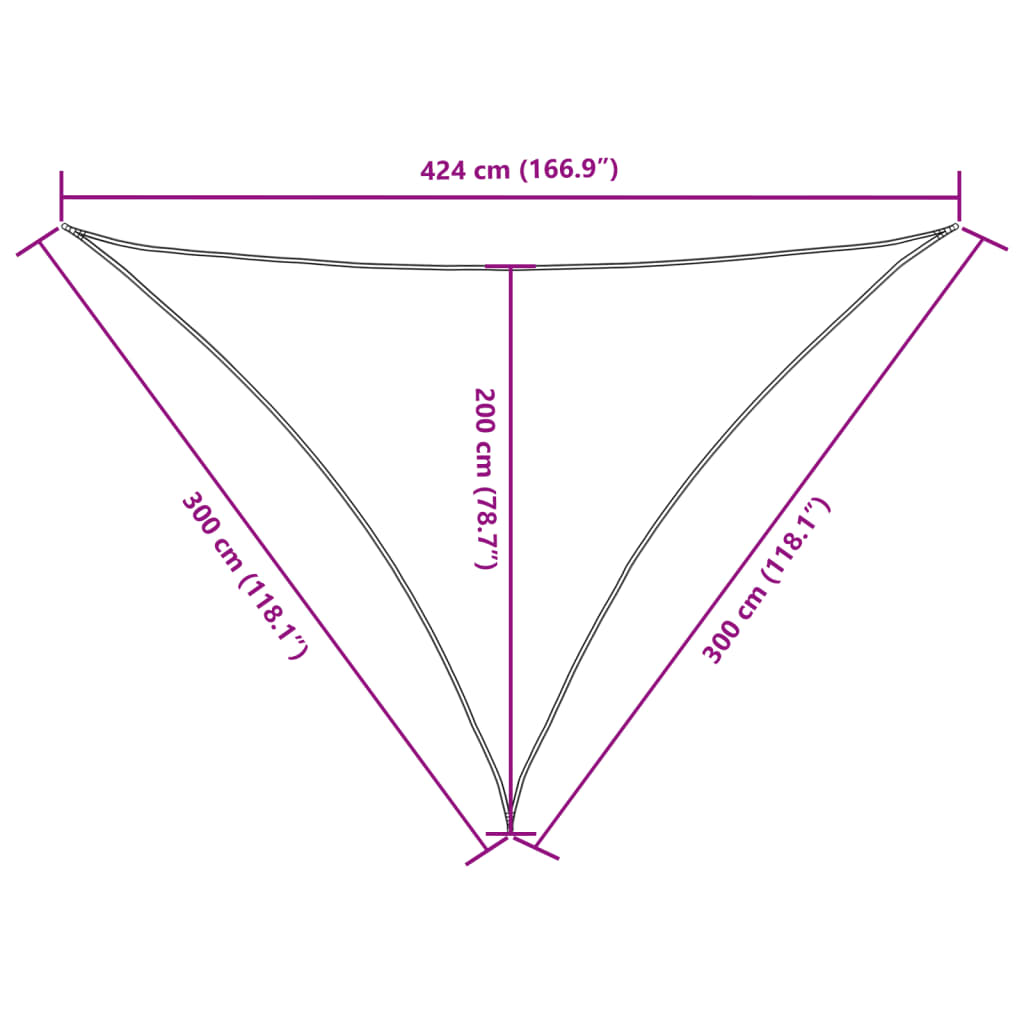 Parasolar, bej, 3x3x4,24 m, țesătură oxford, triunghiular