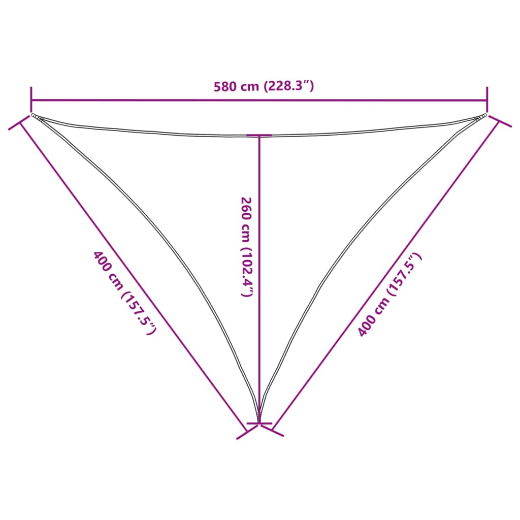 Parasolar, bej, 4x4x5,8 m, țesătură oxford, triunghiular