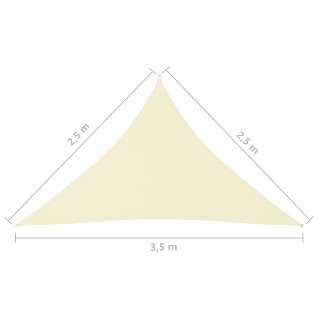 Parasolar, crem, 2,5x2,5x3,5 m, țesătură oxford, triunghiular