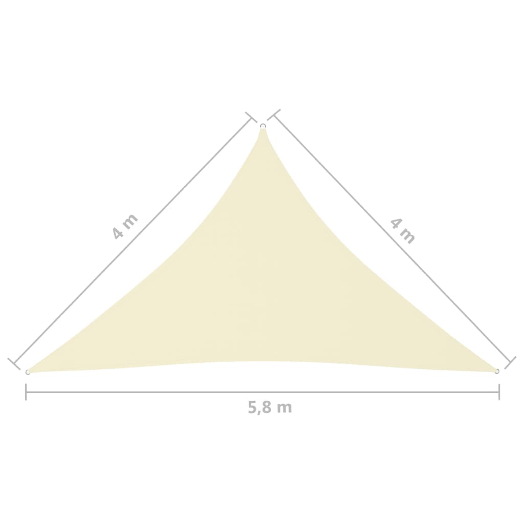 Pânză parasolar, crem, 4x4x5,8 m, țesătură oxford, triunghiular