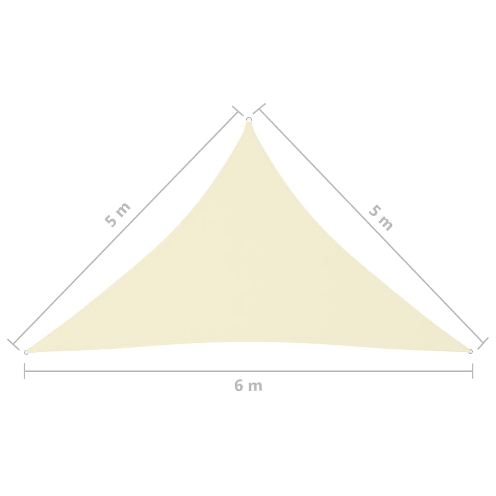 Pânză parasolar, crem, 5x5x6 m, țesătură oxford, triunghiular