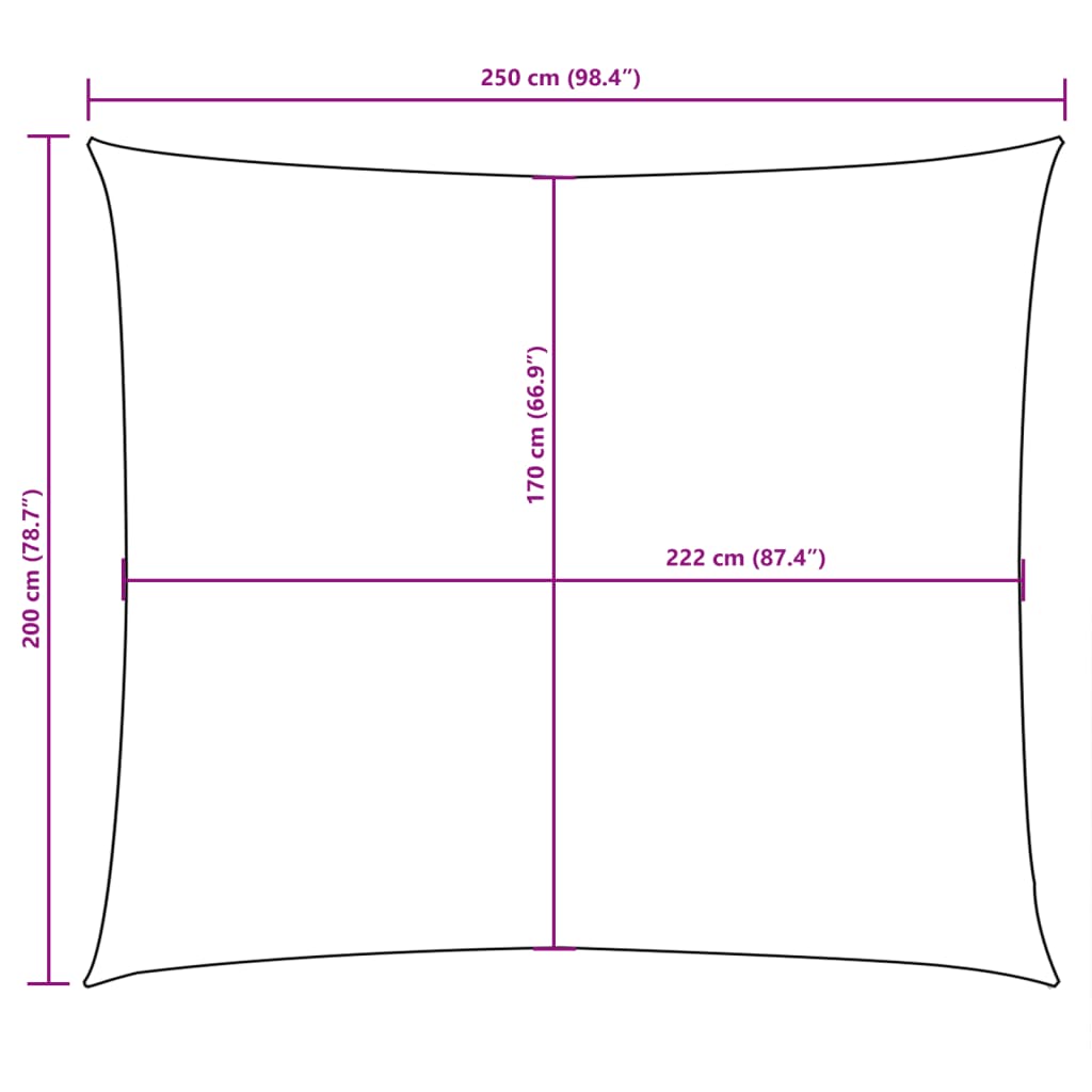 Parasolar, alb, 2x2,5 m, țesătură oxford, dreptunghiular