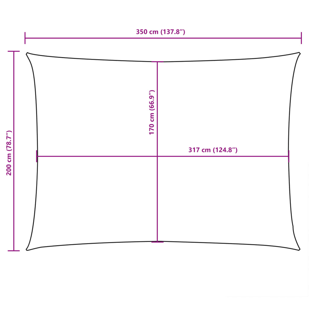 Parasolar, alb, 2x3,5 m, țesătură oxford, dreptunghiular