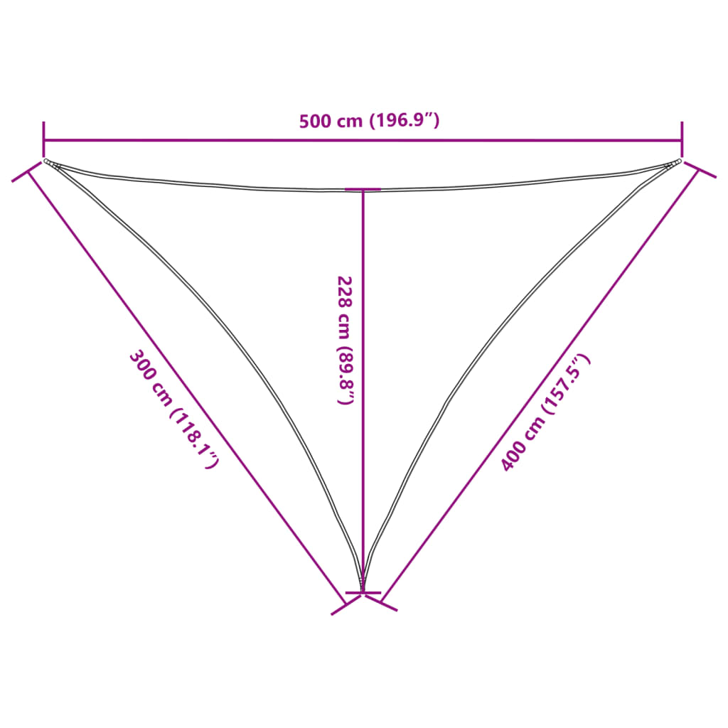 Parasolar din țesătură oxford triunghiular, alb, 3x4x5m