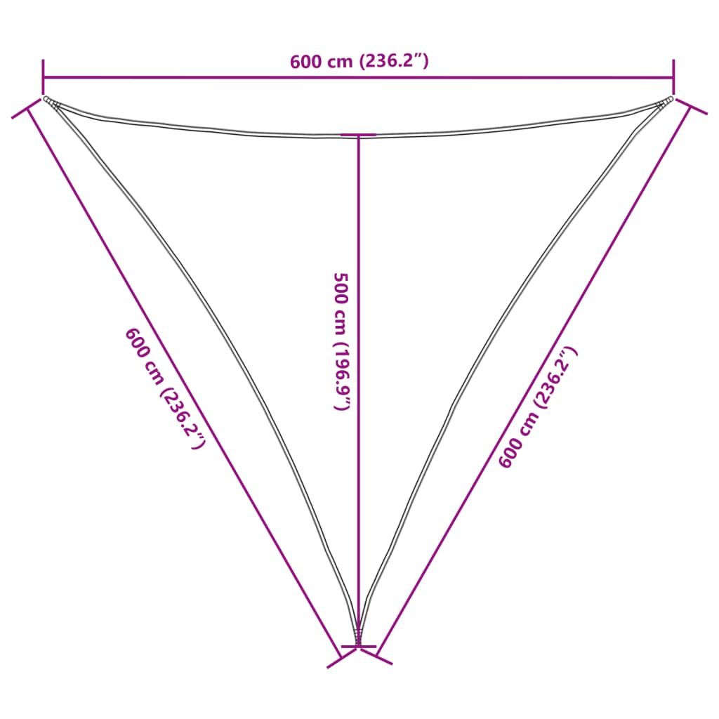 Pânză parasolar, alb, 6x6x6 m, țesătură oxford, triunghiular