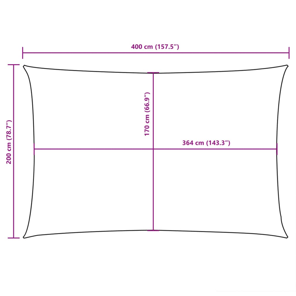 Pânză parasolar gri taupe 2x4 m țesătură oxford dreptunghiular